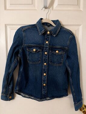 Express Dark Blue Denim Jacket with Gold Buttons